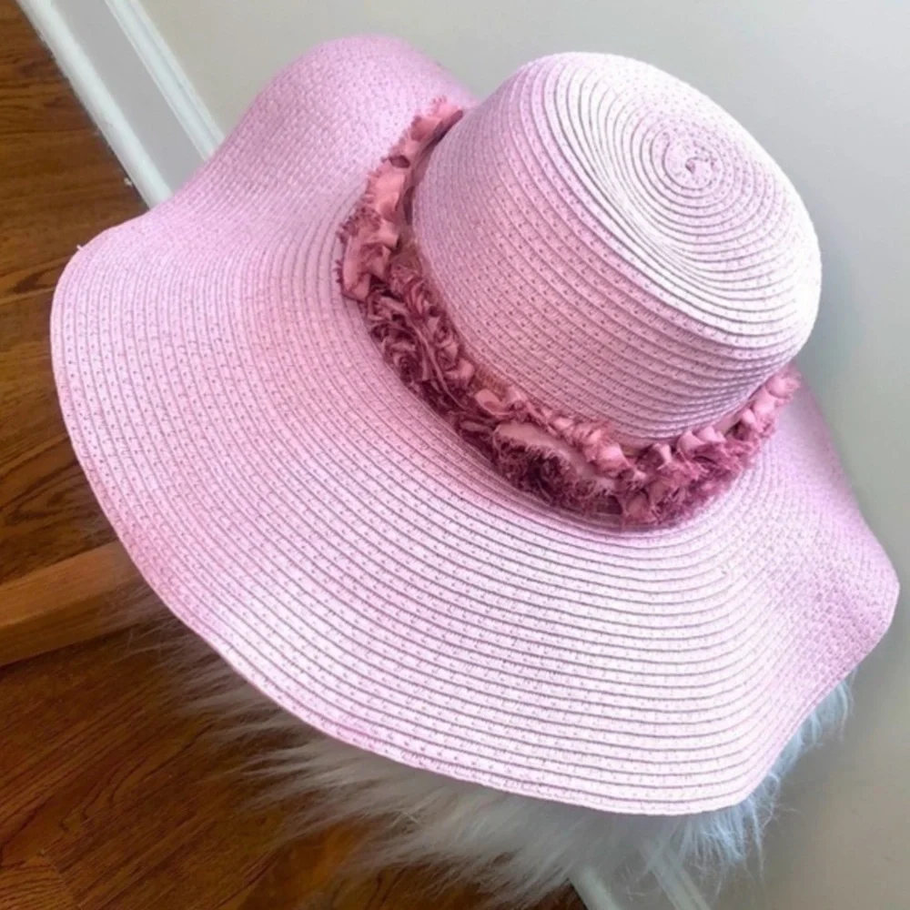 D&Y Floral Band Pale Pink 100% Paper Sunhat